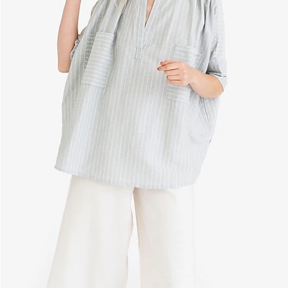 Tribe Alive Striped Split-Neck Top (S) - Picture 3 of 11